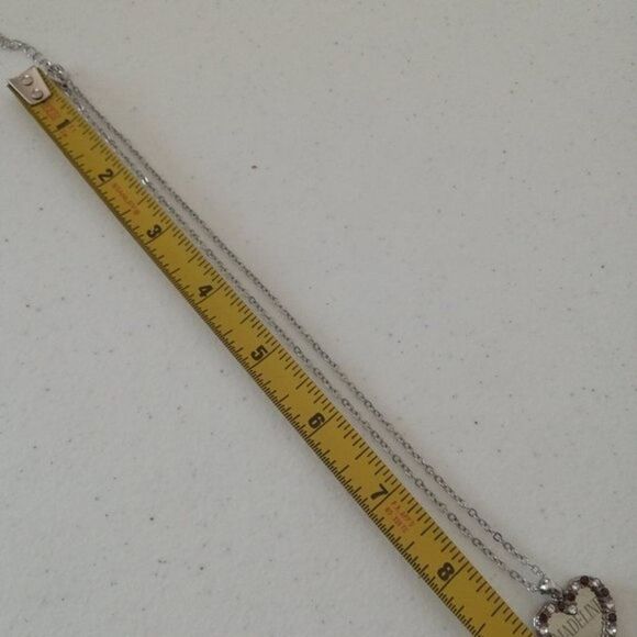 Madeline Heart Disc Crystal Embellished Heart Figural Double Pendant Necklace - Picture 7 of 9